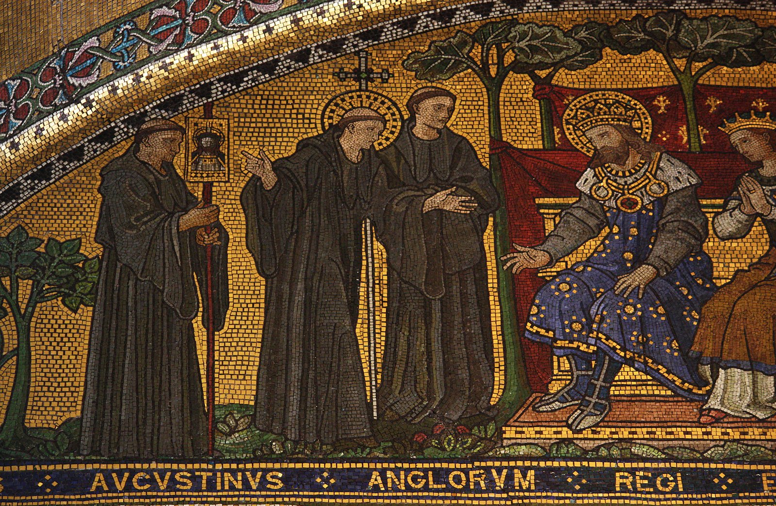 Mosaic of St Augustine converting the English king